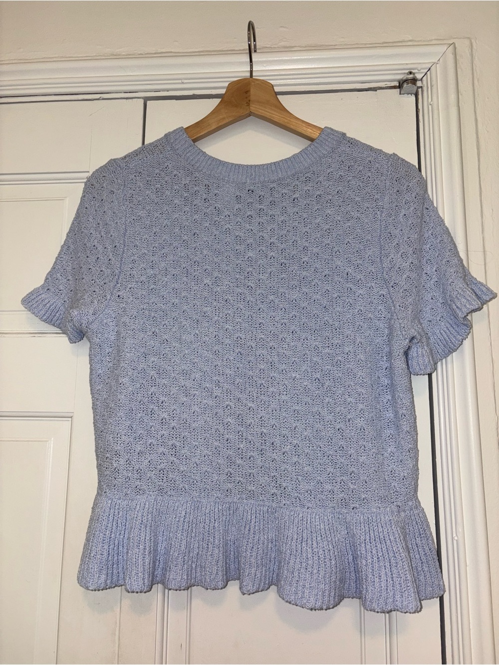 H&M Light Blue Ruffle Hem Knit Top - Picture 3 of 6
